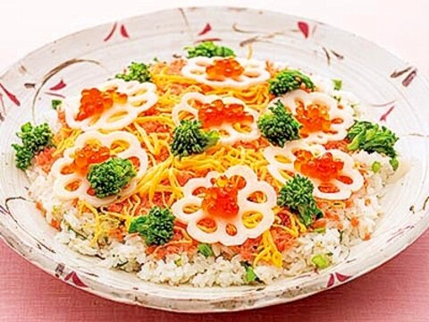 簡単!ひな祭りに『菜の花と鮭でんぶのちらし寿司』